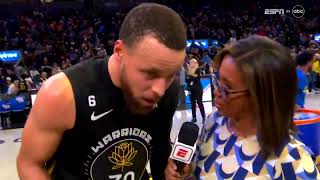 Lisa Salters: You look tired. Are you okaySteph Curry: Oh, I'm great. I'm just getting old. 😅