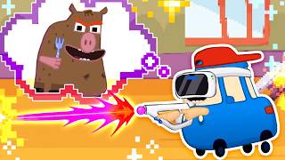 Porquinhos estranhos apareceram na lanchonete da Família Wheelzy! Desenho animado infantil