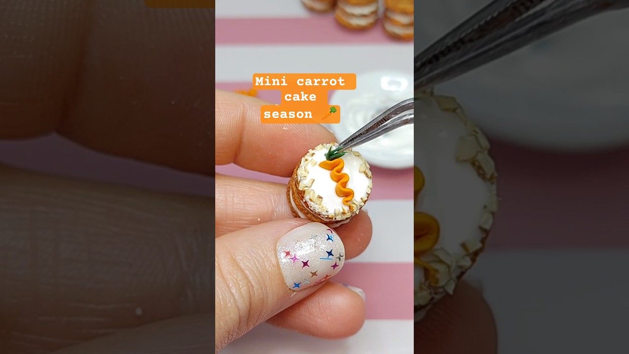 Mini Layered Carrot Cake Charms #clayminiature #polymerclay #wip #process #carrotcake #miniaturefood