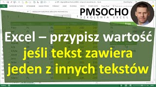 excel-692 - Przypisanie wartości jeśli tekst zawiera jeden z innych tekstów