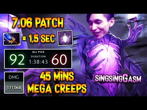 7.06 Patch 1 Sec Brain Sap + Mega Creeps For 45 Mins ◄ SingSing Moments Dota 2 Stream