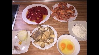 Pimientos rellenos de Langostinos  y Setas