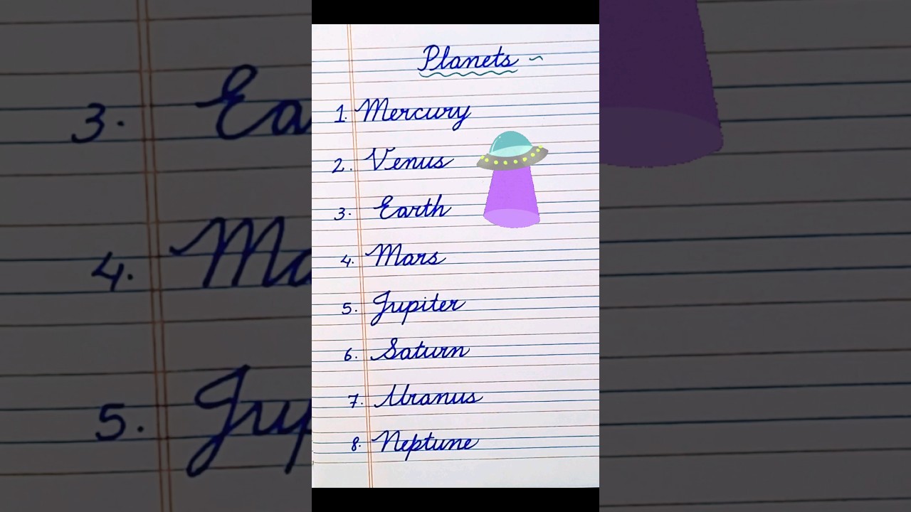 Planets of the Solar System/Cursive writing practice @onlyenglishwithnushie #shorts #shortvideo