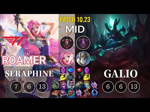T1 Roamer Seraphine vs Galio Mid - KR Patch 10.23