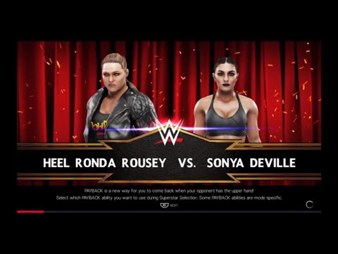 WWE 2K19 Heel Ronda Rousey VS Sonya Deville 1 VS 1 Match