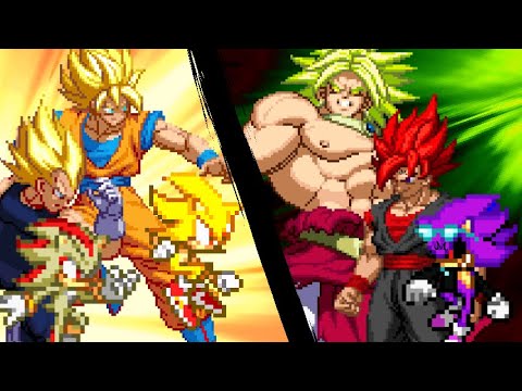 Goku, Sonic, Vegeta & Shadow VS Broly, Evil Goku & Scourge