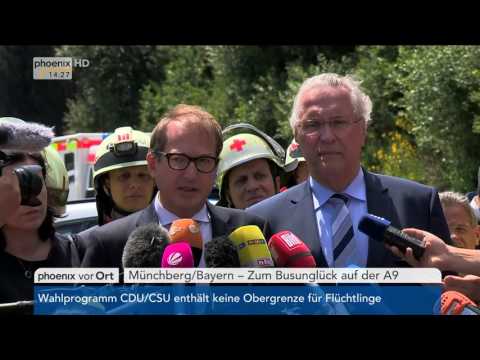 Busunfall auf A9: Alexander Dobrindt und Joachim Herrmann geben Statements am 03.07.2017