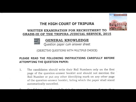 Practice Questions Set: 6 | Tripura High Court | TPSC COMBINED | JRBT Group-C 
