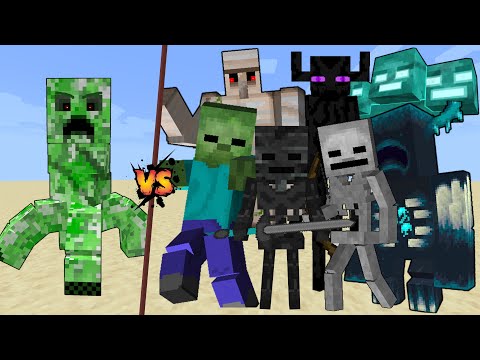 Titan Creeper vs All Titan mobs in Minecraft - Minecraft Mob Battle