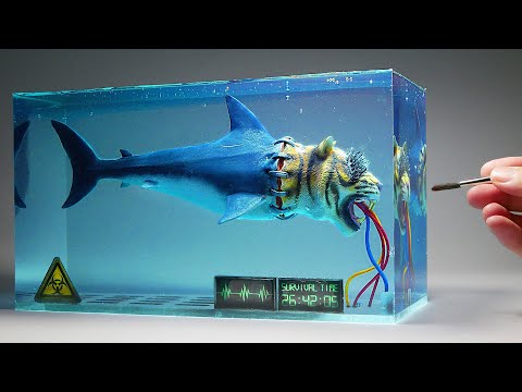 Diorama of realistic Tiger Shark in the Water Laboratory