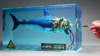 Diorama of realistic Tiger Shark in the Water Laboratory