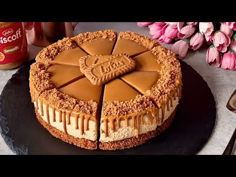 No-Bake Lotus Biscoff Cheesecake. Only 5 Ingredients. No Gelatine, No Eggs. Easy and Yummy!