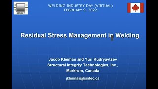 Residual Stress Management in Welding