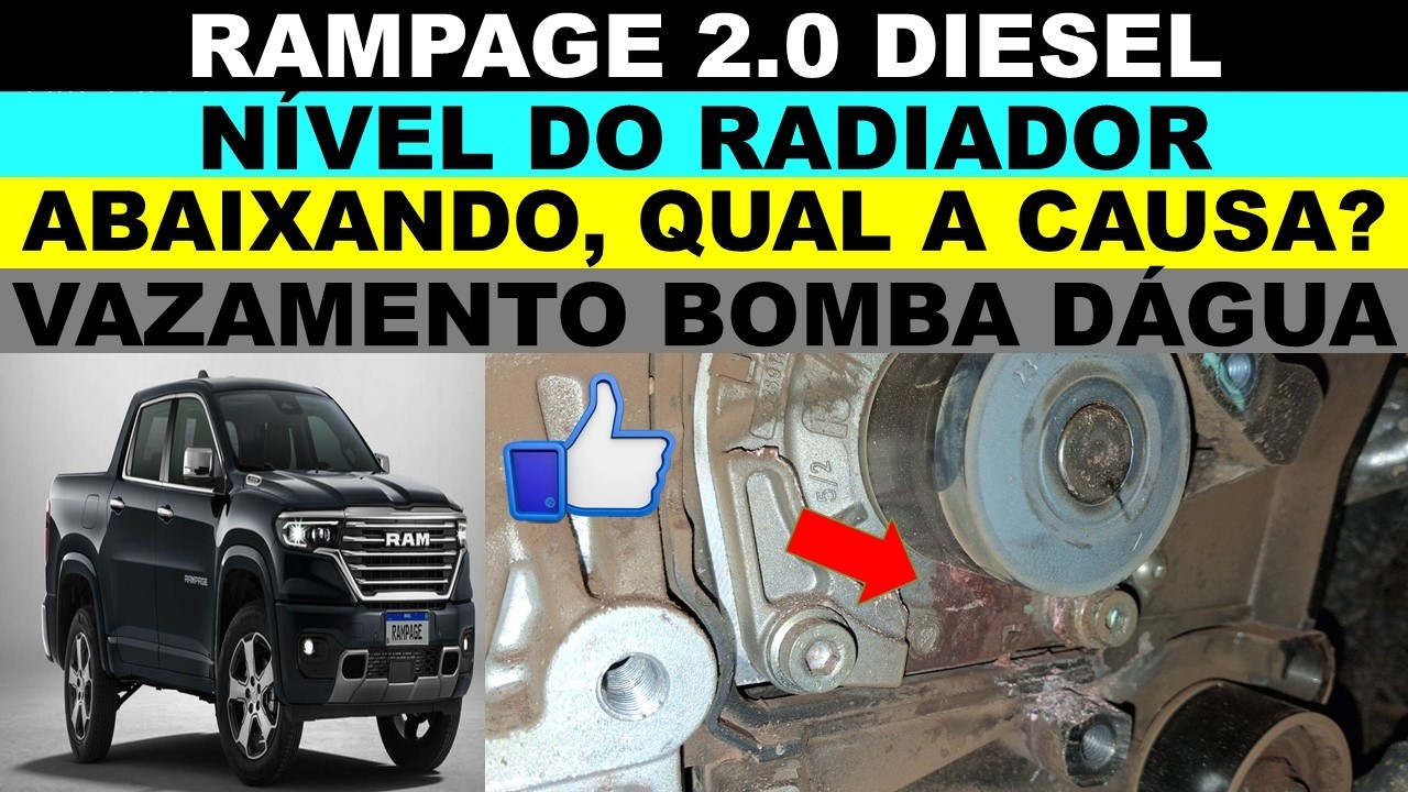 Rampage 2.0 diesel bomba dágua do motor com vazamento de aditivo, nível do radiador abaixando