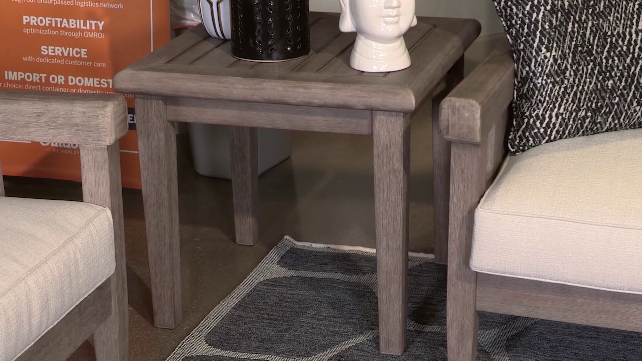 Gerianne Grayish Brown Outdoor Rectangular Occasional Table Set from