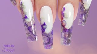 Clear Gel Nails with Ink Inlay