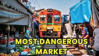 MOST DANGEROUS AND UNIQUE MARKET  - Maeklong Railway Market | Human Documentary