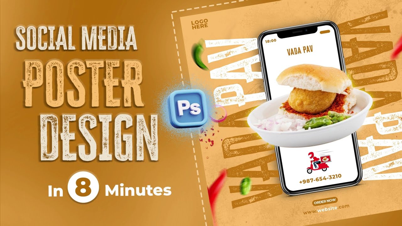 Vadapav Poster Banner design | Social Media Poster Design | Creative Poster Design #srgraphicsshorts