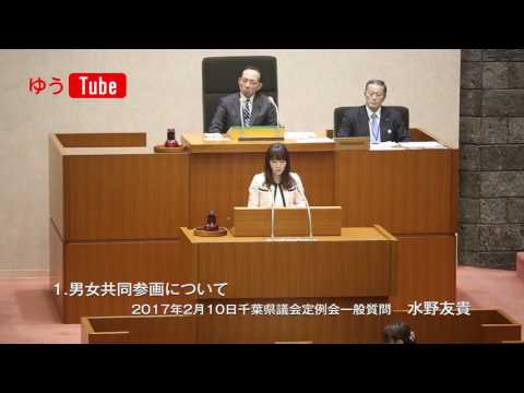 国際関係学科 千葉県議会議員 水野友貴 2017年2月10日一般質問 【1】男女共同参画について