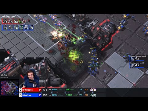 StarCraft 2: Cure's EPIC DEFENSE vs Rogue's Mass Zerglings!