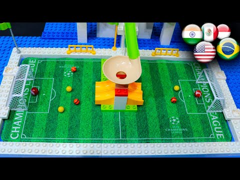Marble soccer - Funnel to the goal - #42 Fubeca's Marble Runs