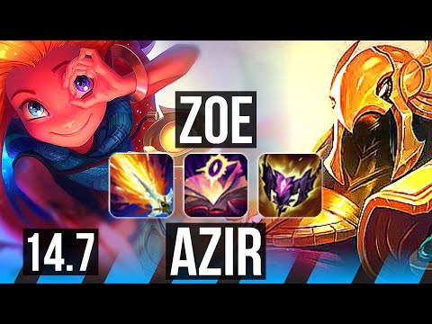ZOE vs AZIR (MID) | 13/0/8, 76% winrate, Legendary | KR Master | 14.7