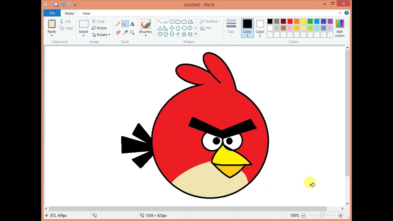 How To Draw Angry Bird in MS Paint #Kids #drawing #angrybirds #birds #art #howtodraw #gaming #games