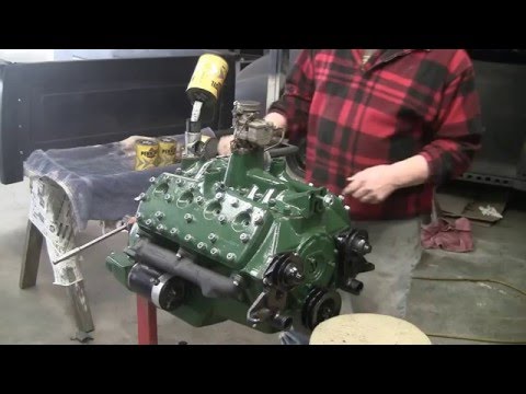 Putting Pennzoil in my 1938 Flathead Ford85 h.p. V8 24 stud engine/motor