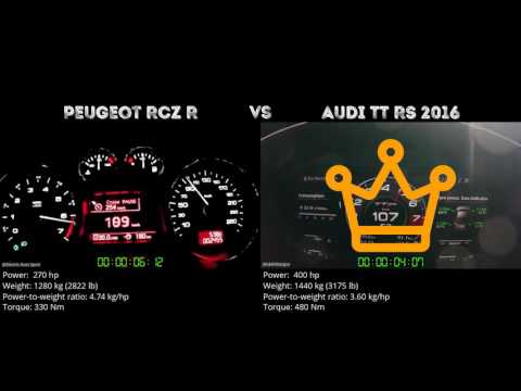 Peugeot RCZ R vs Audi TT RS 2016 // 0-100 km/h