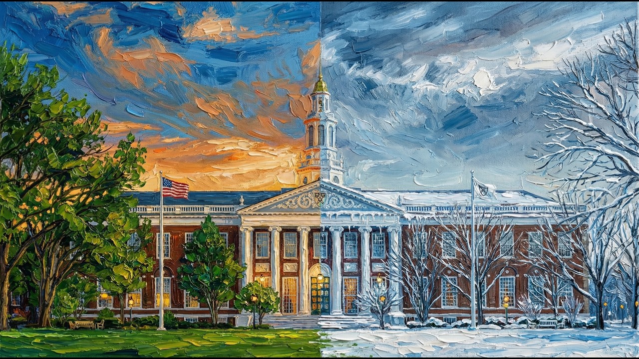 TV Screensaver 4K |  Harvard University Spring & Winter Impasto Oil Painting | 3 Hours No Music