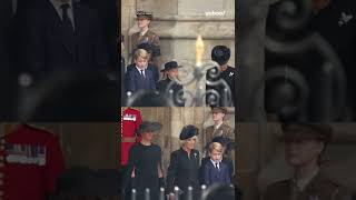 Prince George and Princess Charlotte curtsy at Queen's funeral | #shorts #yahooaustralia