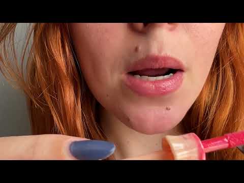 Redhead ASMR Lip Gloss Application | Glossy Lips & Wet Sounds