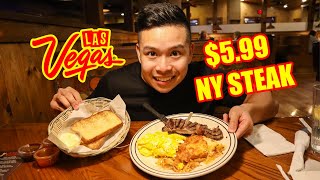 Cheapest Steak & Eggs Deal In LAS VEGAS? $5.99 Special!