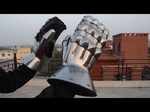 Watch YouTube Video for SALE! Medieval Functional Gloves Made of 16 Gauge Steel Mitten