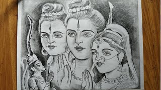 how to draw ram laxman and sita,easy pencil sketch drawing,easy face drawing,gods drawing,