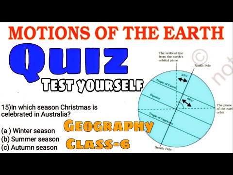 QUIZ / Motions Of The Earth/ Class-6 Geography NCERT Test of Chapter 3 / Extra MCQ by KV Teacher