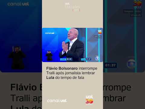Debate na Globo: Flávio interrompe Tralli após jornalista lembrar Lula do tempo de fala