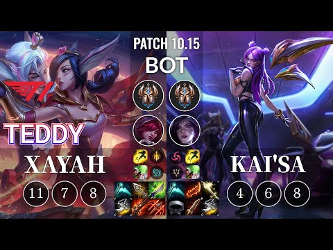 T1 Teddy Xayah vs Kai'Sa Bot - KR Patch 10.15