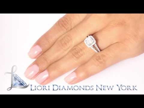ER-SOLD-049 - 2.23 Carat I-VS2 Cushion Cut Natural Diamond Engagement Ring 18k Gold Pave Halo