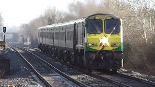 preview picture of video 'IE 201 Class Loco + Mk4 Intercity train - Monasterevin Station, Kildare'