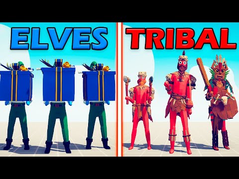 PRESENT ELF TEAM vs MEGA TRIBAL TEAM - Totally Accurate Battle Simulator | TABS