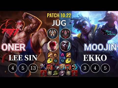 T1 Oner Lee Sin vs RNW Moojin Ekko Jungle - KR Patch 10.22