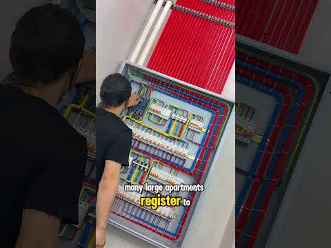 Installing a three-phase electrical distribution box.