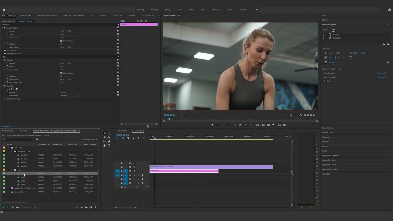 How to edit the Playful Glass Pane Dynamic Opener Presentation in Premiere Pro