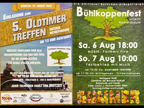 Bühlkoppenfest in Dörflas bei Marktredwitz mit Oldtimertreffen am Sonntag 07.08.2022