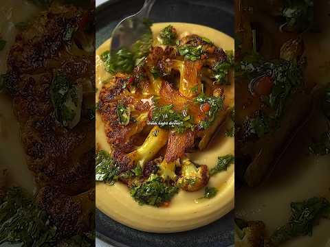 Cauliflower Steak with Chimichurri on a Creamy Butterbean Base