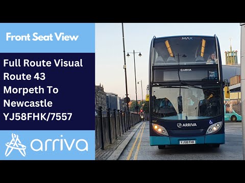 Full Route Visual | Arriva Northumbria Bus Route 43 - Morpeth To Newcastle | YJ58FHK/7557