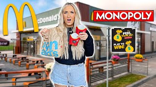 ONLY EATING MCDONALDS MONOPOLY FREE WINS FOR 24 HOURS!!