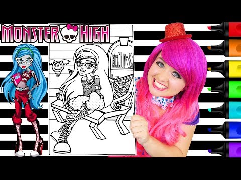 Coloring Monster High Ghoulia Yelps GIANT Coloring Page Prismacolor Paint Markers | KiMMi THE CLOWN Video