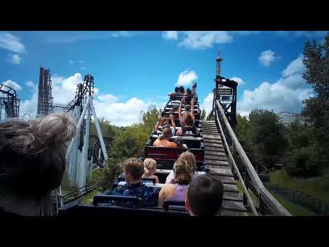 Back row point of view footage of River King Mine Train